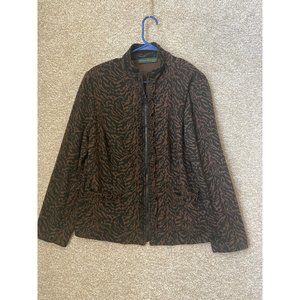 Harve Bernard Woman Animal Print Full Zip Jacket Size 1X